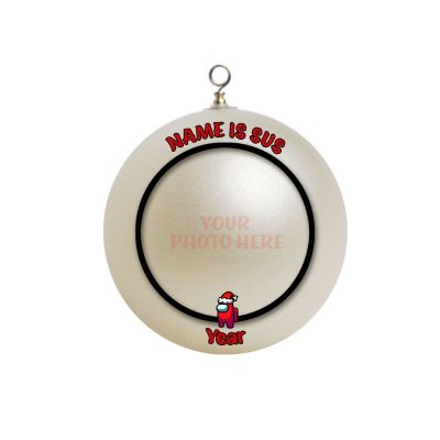 Personalized ADD PHOTO Personalized Among Us Sus Red Santa hat ornament 5