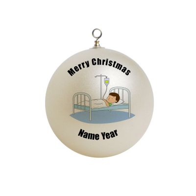Personalized Boy In hospital bed Patient Ornament  #6