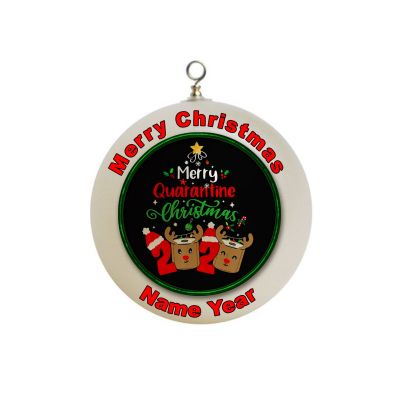Personalized Corona Covid-19  Merry Quarantine Reindeer Christmas Ornament #6