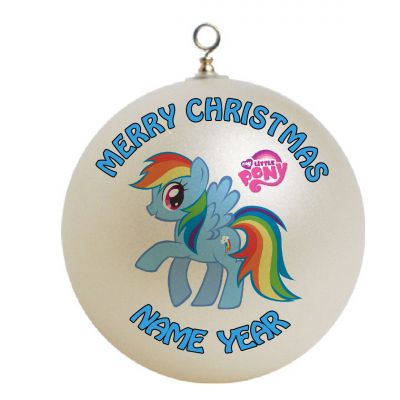 Personalized My Little Pony Christmas Rainbow dash blue with rainbow hair  Ornament #6