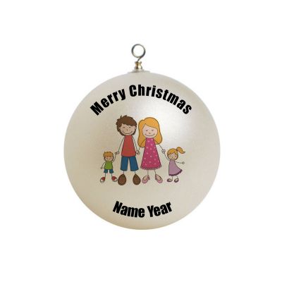 Personalized Stick Figure Family of Four Ornament Christmas #6