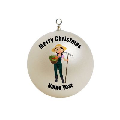 Personalized  Harvest Farm Woman Girl  Farmer Ornament Christmas 6
