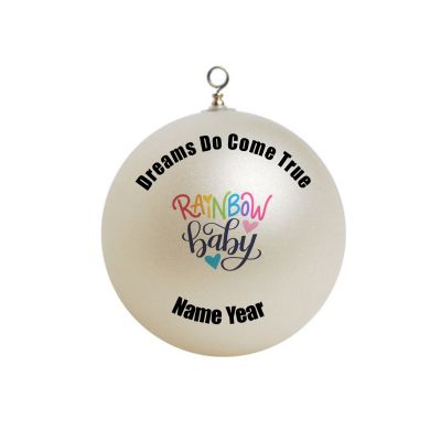 Personalized  Dreams do come true baby rainbow text Christmas  Ornament 6