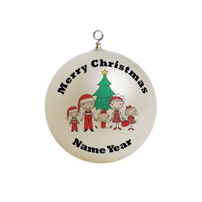 Personalized Family of 5 stick figure  Ornament Christmas #7