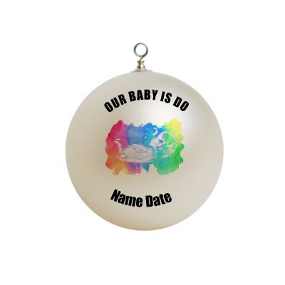 Personalized  Our baby is do  rainbow baby silhoutte Christmas  Ornament 7