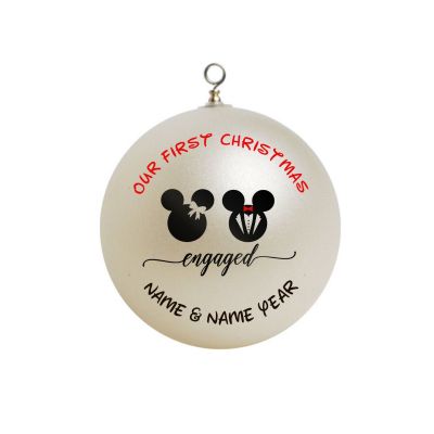 Personalized Couple-Personalized Disney Mickey and Minnie Engaged  Ornament  #7