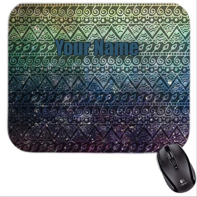 Personalized Abstract Green blue Purple Lines and Twirls Pattern Mousepad #8