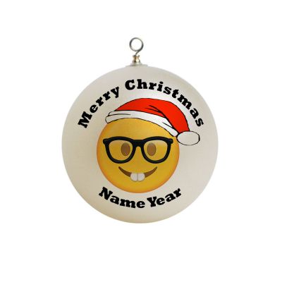Personalized  Nerd Glasses Emoji Christmas Ornament Emoji #8