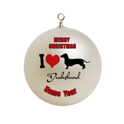Personalized  I love Dachshund Puppy Dog Christmas Ornament 9