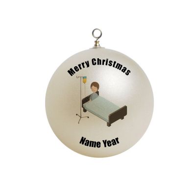 Personalized boy witha Iv bag in a hospital bed  Patient Ornament  #9