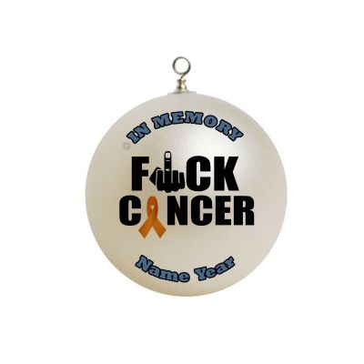 Personalized F*ck Cancer with orange ribbon and a middle finger Ornament 9