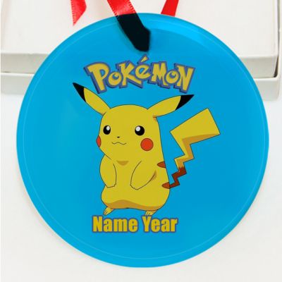 Personalized Pokemon  Pikachu GLASS Ornament  Gift #9