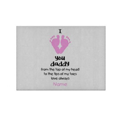 Custom Tempered Glass Cutting Board Large 15x12  Baby Feet I love daddy Girl #1