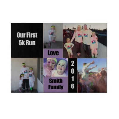 Custom Tempered Glass Cutting Board Large 15x12 add your images / text  5 Image layout #1