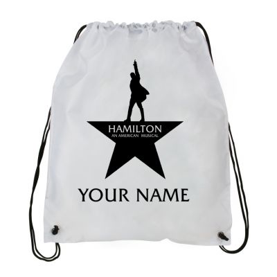 Personalized Hamilton Sack Draw String Backpack, White Bag #1