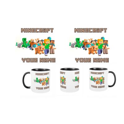 Personalized Minecraft Ceramic Black Handle Mug 11oz.  ~ Add Name #2
