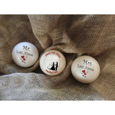 Personalized Wedding Gift, Engagement Gift, Wedding, Bride Groom Gift Set Of Three Christmas Ornaments #5 #6 #7