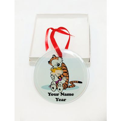 Personalized  Calvin and Hobbes GLASS Ornament Custom Gift #1