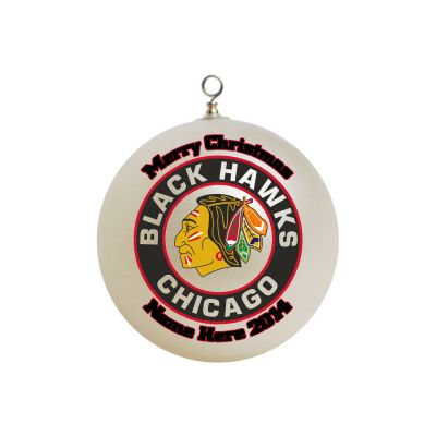 Personalized Chicago Black hawks Custom Hockey Ornament #1
