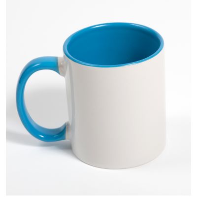Personalized Photo Ceramic Mug Blue HANDLE 11oz