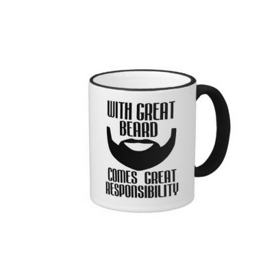 Personalized  Ceramic Mug With Great Beard Comes Great Responsibility Black Handel Mug 11oz