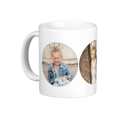 Personalized Photo Christmas Ceramic Mug 11oz  Add Photos and Text Three Circles #1