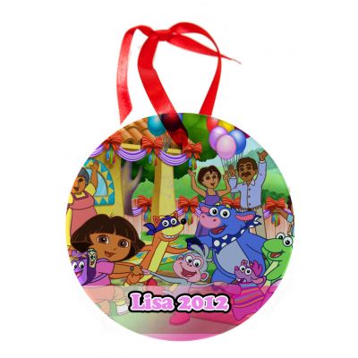 Personalized Dora The Explorer  Glass Christmas Ornament Custom Gift#1