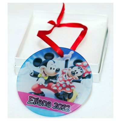 Personalized Mickey and Minnie Mouse Glass Christmas Ornament Custom Gift#1