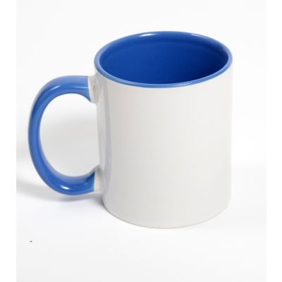 Personalized Photo Ceramic Mug Royal Blue Handle 11oz