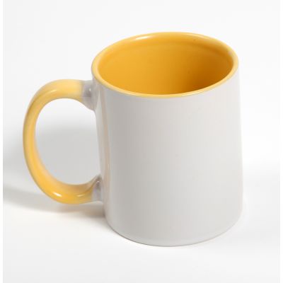 Personalized Photo Ceramic Mug Yellow Handle 11oz