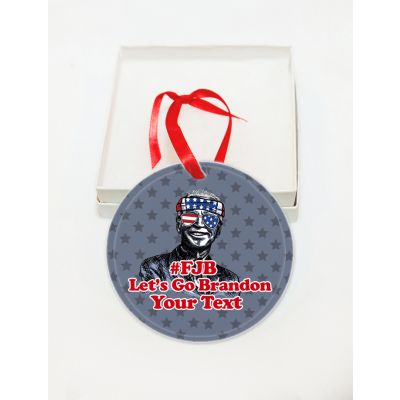 Personalized Lets Go Brandon FJB Funny GLASS Ornament  Gift  #1