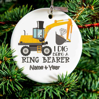 Personalized Round Ceramic Ornament Ring Bearer 1