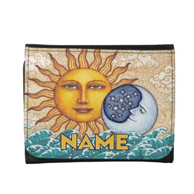 Small Faux Leather Wallet Sun and Moon 1