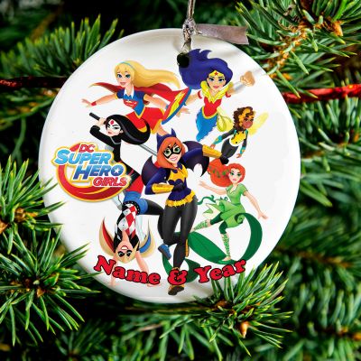 Personalized Round Ceramic Ornament Super Hero Girls 1