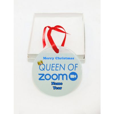 Personalized Queen of Zoom GLASS Ornament  Gift  #1