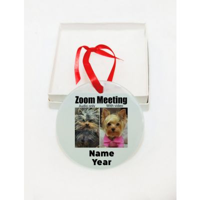 Personalized  Funny Zoom Meeting Audio Only With Video GLASS Ornament  Gift  #2
