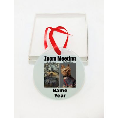 Personalized Boy  Funny Zoom Meeting Audio Only With Video GLASS Ornament  Gift  #3