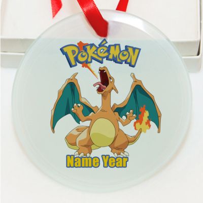 Personalized Pokemon  Charizard GLASS Ornament  Gift #10