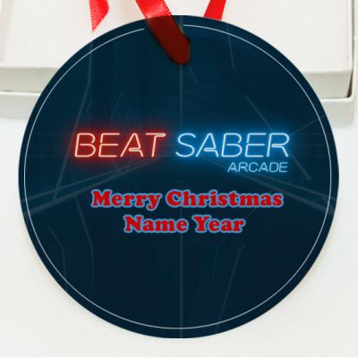 Personalized Beat Saber GLASS Ornament Custom Gift #1