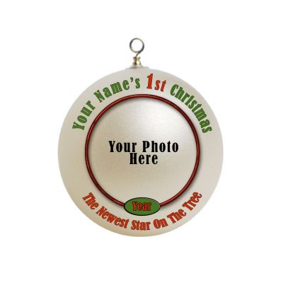 Personalized Babys First 1st Christmas Ornament Custom Border #1