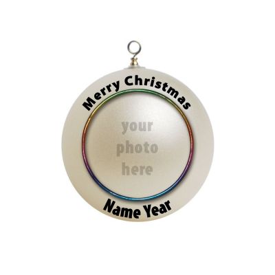 Personalized rainbow Color ADD YOUR Photo Border Ornament Custom #25