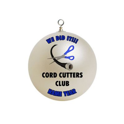 Personalized Funny TV Cord Cutters Scissors in Blue Cord Cutters Club Ornament  #2