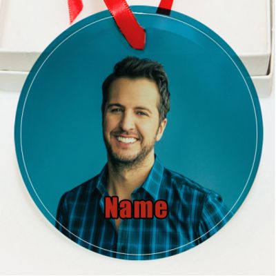 Personalized Luke Bryan Blue Background GLASS Ornament Custom Gift #3