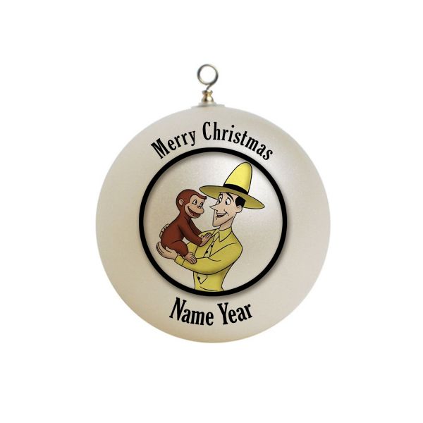 Personalized Curious George With a man in Yellow Jacket  Christmas Ornament Custom Gift #10