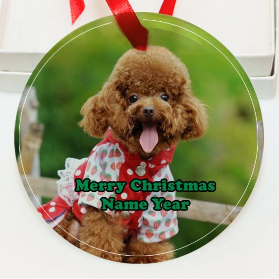 Personalized  Tan Poodle Dog In Pajamas GLASS Ornament Custom Gift #10