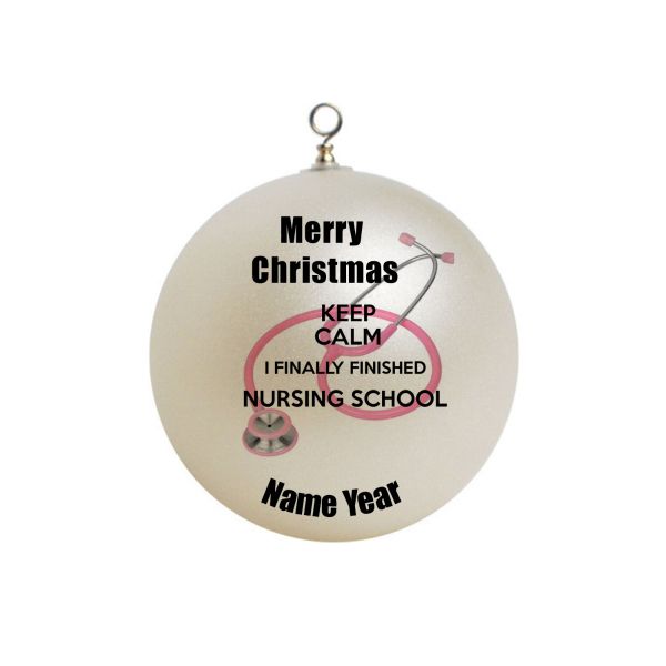 Personalized Keep Calm finished Nursing School funny Nurse Student Ornament 10