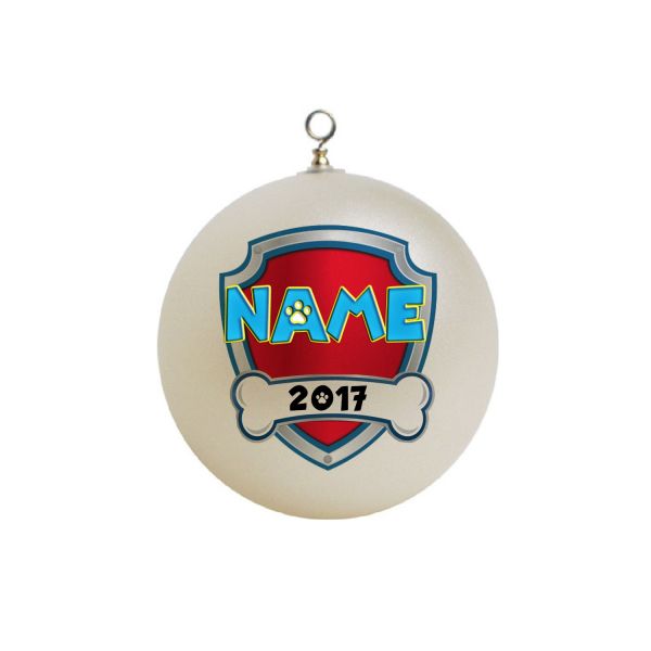 Personalized Paw Patrol Name Badge Christmas Ornament   #11