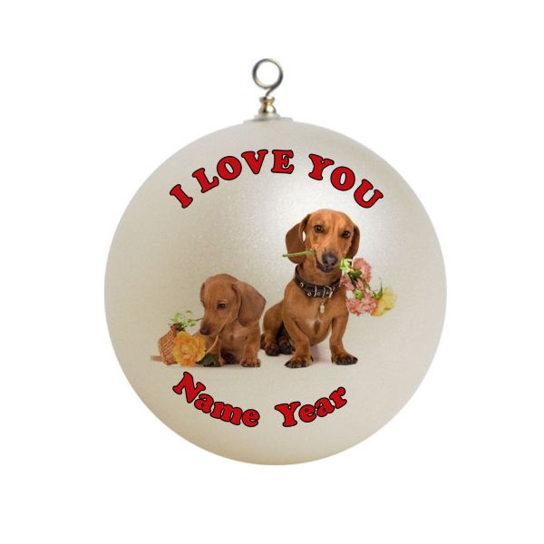 Personalized  Dachshund Puppy Dog I love you Christmas Ornament 12