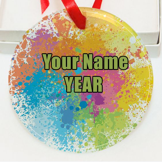 Personalized Pattern paint splashes GLASS Ornament  Gift #12