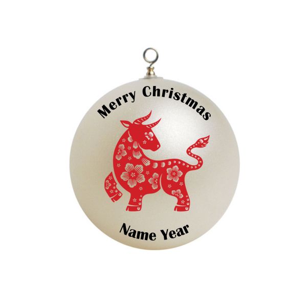 Personalized Chinese Zodiac Animals Year of OX Christmas Ornament #14